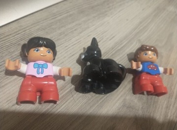 Lego Duplo ludziki dziewczynka chłopczyk kot