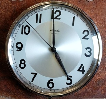 Zegar dworcowy kolejowy PKP chrom Mauthe (Z1)