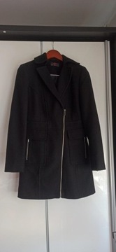 New look czarny płaszcz z wełną 38