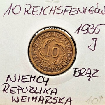 10 reichsfenigów 1935 J,  Niemcy- Weimar .