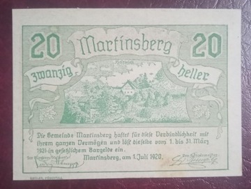 AUSTRIA 20 heller MARTINSBERG 1920