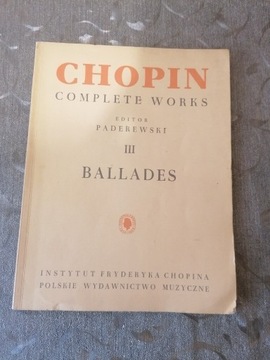 KSIĄŻKA CHOPIN COMLETE WORKS 3 BALLADES 1991