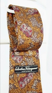 Salvatore Ferragamo - KRAWAT JEDWAB SILK ITALY 