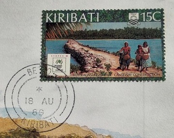 KIRIBATI 1989 znaczek + koperta 12,6cm x 17,6cm