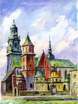 Obraz Akwarela - Kraków, Wawel, Katedra