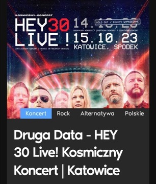 Dwa bilety na koncert Hey 30 Live! w Katowicach