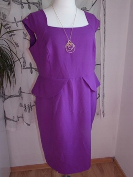 BHS fioletowa sukienka  z baskinką r.50