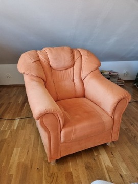 Zestaw wypoczynkowy sofa i 2 fotele morelowy kolor