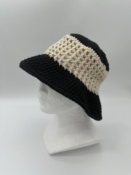 Nowy beżowo czarny bucket hat a’la Prada Handmade by Cute Peony
