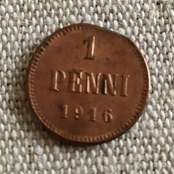 Moneta Finlandia 1 Pennia 1916 r. Destrukt. 