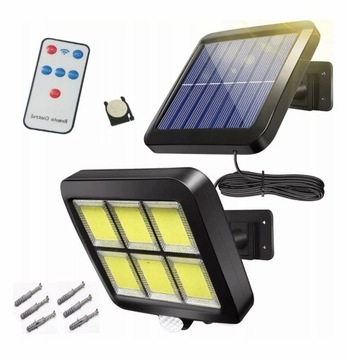 Lampa 2 szt ogrodowa led panel solarny na kablu