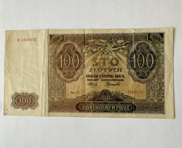 100 Złotych 1941 rok.  