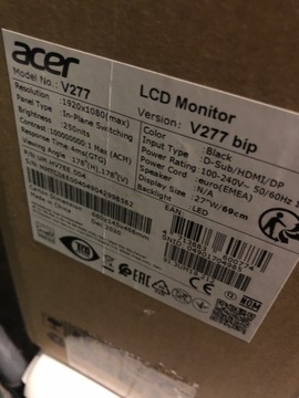 Monitor ACER V277 - uszkodzona matryca