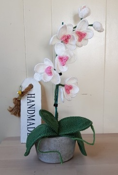 Orchidea  zrobiona na szydełku, kwiaty handmade