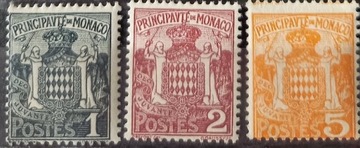 Znaczki pocztowe Monaco 1924/33r.z serii Herb.