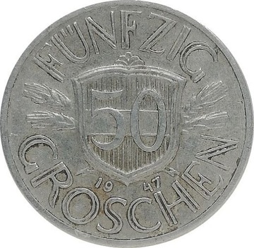 Austria 50 groschen 1947, KM#2870