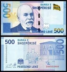 Albania banknot 500 Leke gratis moneta 20 lek