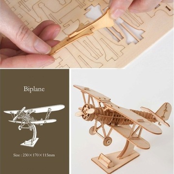 Drewniane puzzle 3D samolot. Robotime.