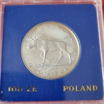 100 zł Łoś 1978 rok, srebro 625 ,mennicza 