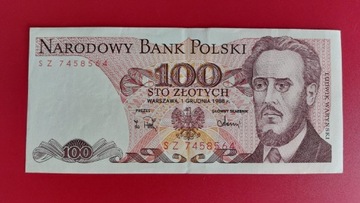 Banknot 100 zł z 1988r, Seria SZ