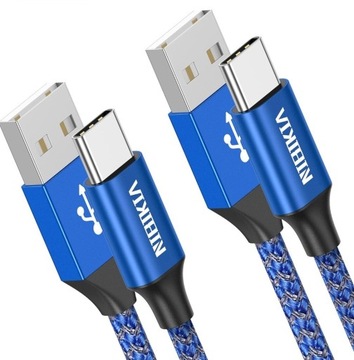 Zestaw 2x 3m kabel USB - USB C w oplocie Nibikia