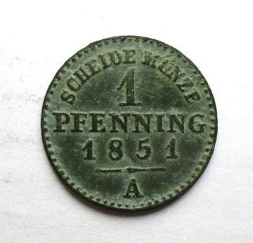 1 Pfennig 1851 r. Prusy
