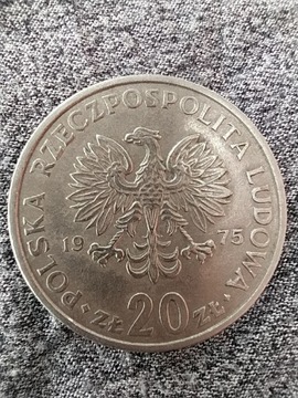 Moneta PRL 1975r 20zł Nowotko bez znaku mennicy