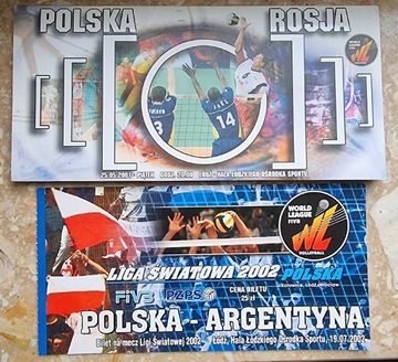 Bilet siatkówka Polska Rosja 2001 Argentyna 2002