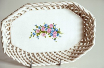 Talerz ceramiczny ozdobny wegry plecionka kwiaty