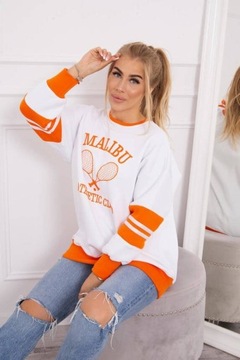 Bluza damska Malibu r. S M L  Biały + pomarańczowy