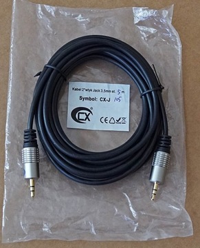Kabel 5m 2x wtyk Jack 3,5mm CX-J nowy