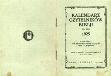 Kalendarz czytelników Biblji 1925 rok