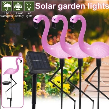 Lampy solarne flaming 3 flamingi