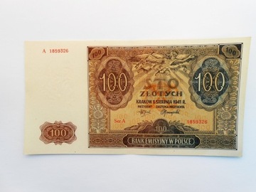 Polska 100 złotych , 1941 , z paczki , oryginał!