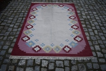 STYLOWY TKANY WEŁNIANY DYWAN KILIM 1,45x2,05m