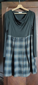 Prosta sukienka akryl i wełna szkocka krata Promod