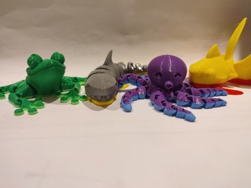 Zabawki do kąpieli żaba, rekin, ośmiornica, rybka 