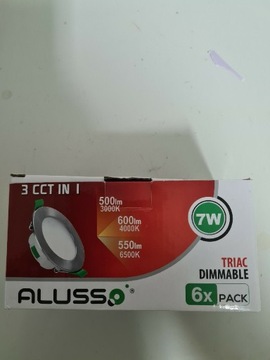 Alusso led lampa oprawa sufitowa 7w ip44, 6 sztuk w opakowaniu