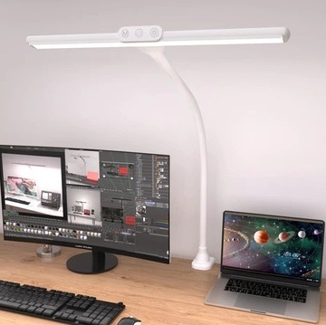 Lampa biurkowa biała duża LED 5 kolorów biuro 44cm