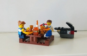 Lego Moc zestaw ogrodowy stół z ławami + grill
