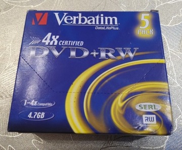 VERBATIM DVD+RW 5 SZTUK NOWE