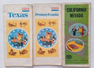 ROAD MAPS CALIFORNIA, TEXAS, PENNSYLVANIA 1961~76