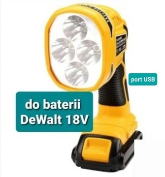 Reflektor lampa latarka robocza Led do Dewalt  USB