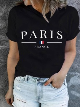 T-shirt Z Nadrukiem PARIS Koszulka Krótkim Rękawem