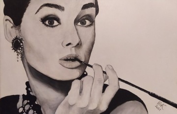 Audrey Hepburn, akryl na płótnie, 45/30 cm 