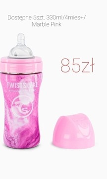 Butelka Twistshake 330ml/4mies+/Marble Pink