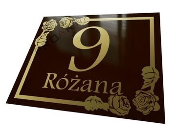 METALOWA tabliczka adresowa numer domu kwiatami R