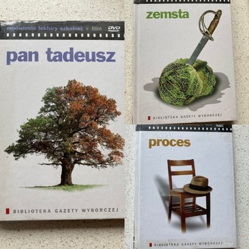 Zestaw 3 filmów DVD NOWE Proces Zemsta Pan Tadeusz