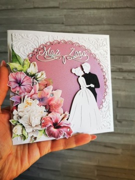 Kartka na ślub ślubna handmade scrapbooking 