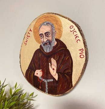 Ikona Św. Ojciec Pio, obraz na drewnie